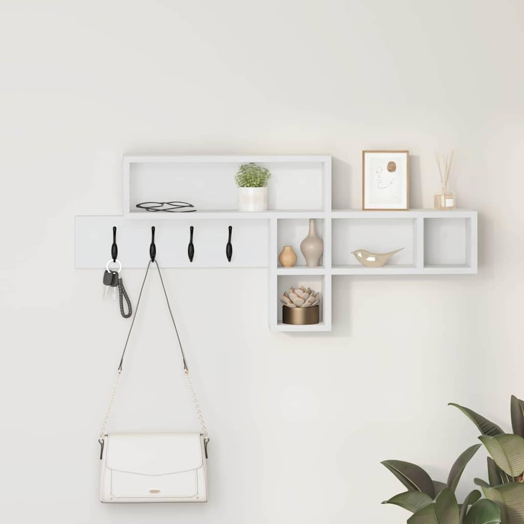 Appendiabiti da parete con ripiano, 100 x 12 x 43,5 cm, bianco
