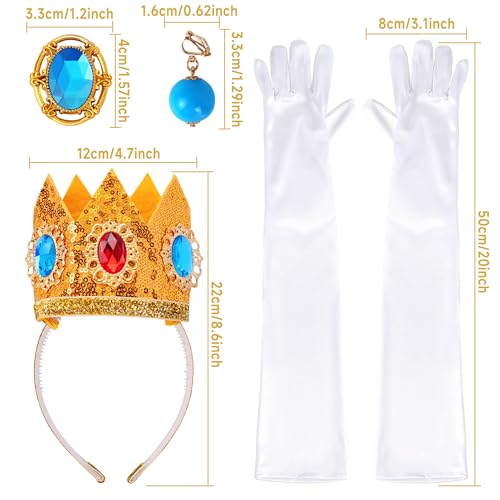 Goenb Princesa Peach Disfraz Accesorios, 4 Piezas Juego De Princesa Peach Corona Pendientes Guantes Broche Vestido Para Mujeres Para Carnaval Halloween Cosplay Vestir Fiesta de Cumpleaños - imagen 2