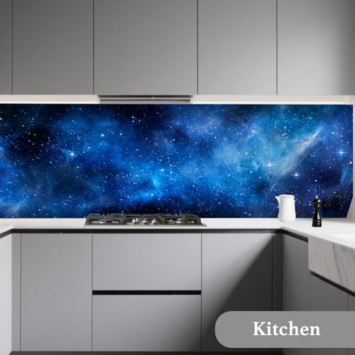 Image of Nuxovilar Dark Blue Galaxy Marble Wallpaper Peel Stick 15.75x118.11