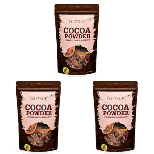 Image of Outsup Cocoa Powder | 21.5g Protein | Coco Powder for Cake | Cocoa powder without Sugar Perfect for Cake, Baking, Hot Chocolate, Milkshakes - 150gm (Pack of 3)