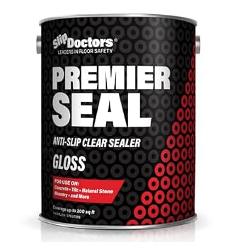 Premier Seal Non-Slip Concrete & Paver Sealer – Clear Anti-Slip Sealant for Pool Decks, Driveways & Garages - Gloss Finish