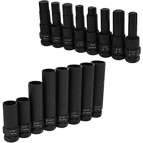 ABN Wheel Lock Removal Tool Kit Lug Nut Key Set 16p SAE/Metric Master Lug Key Wheel Lock Kit