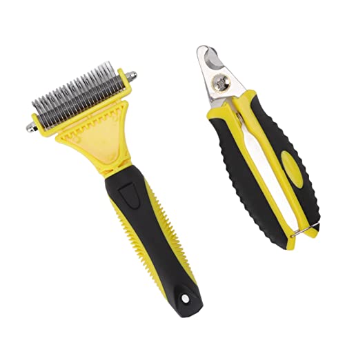 Râteau à sous-poil pour chiens et chats avec coupe-ongles double face