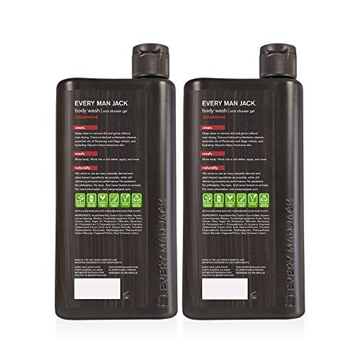 Every Man Jack Men's Body Wash - Cedarwood | 16.9-Ounce Twin Pack - 2 Bottles Included | Naturally Derived, Parabens-Free, Pthalate-Free, Dye-Free, And Certified Cruelty Free,16.9 Fl Oz (Pack Of 2) #TOP1