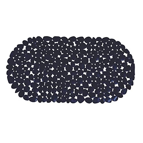 MSV - Tapis Fond de Baignoire PVC Galets - Antidérapant - 99 x 39 cm - Noir - Surface Texturée pour Sécurité - Conçu pour Salle de Bain - Facile à...