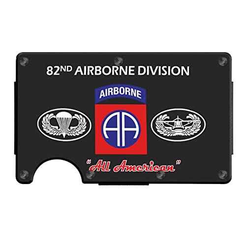 Slim Wallet With Money Clip, US Army Veteran 82nd Airborne Division Military Flag Airborne Division Veteran Retired Gifts Army Infantry Ranger, 3.35 x 2.13, Black, MWL0001