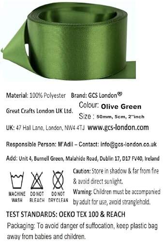 Olive Green Satin Ribbon 50mm Wide 5 Meter Gift Wrap Ribbon, Ribbons for Gift Wrapping, Christmas Ribbon, Gift Wrapping Ribbon for Crafting, Wedding Party Decor