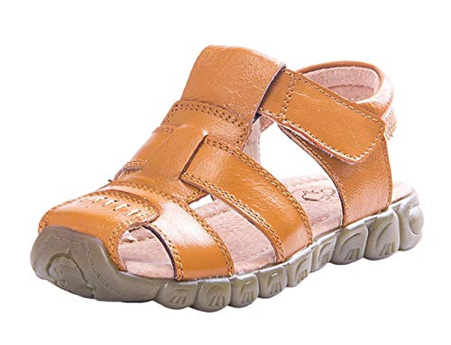 Kids’ Boys’ Girls’ Closed Toe Casual Leather Outdoor Gladiator Sandals Yellow Size 5.5M