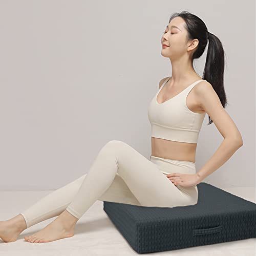 Idee-Home Floor Pillows Seating For Adults, Square Large Floor Cushions For Sitting Yoga Meditation, Floor Pillows For Kids 5" Ultra Thick Soft Memory Foam With Removable Cover, (Grey, Square 24") #TOP5