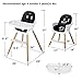 7 in 1 Baby High Chair for Babies and Toddlers with Large Storage Footrest, Booster Seat, Convertible Wooden High Chair with 3-Tier Removable Dishwasher Safe Tray, 5 Point Harness, Black