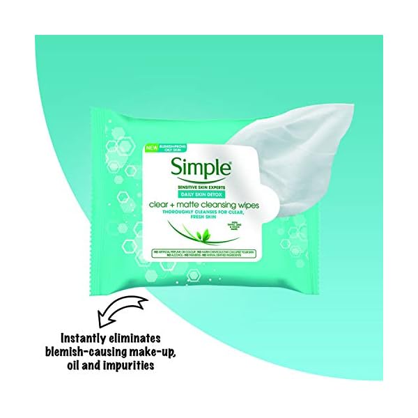 Simple-Daily-Skin-Detox-Clear-Matte-Cleansing-Wipes-Clear-Matte-25-Pieces-Pack-of-6-150-Wipes-total Simple Daily Skin Detox Clear & Matte Cleansing Wipes, Clear + Matte 25 Pieces (Pack of 6, 150 Wipes total)
