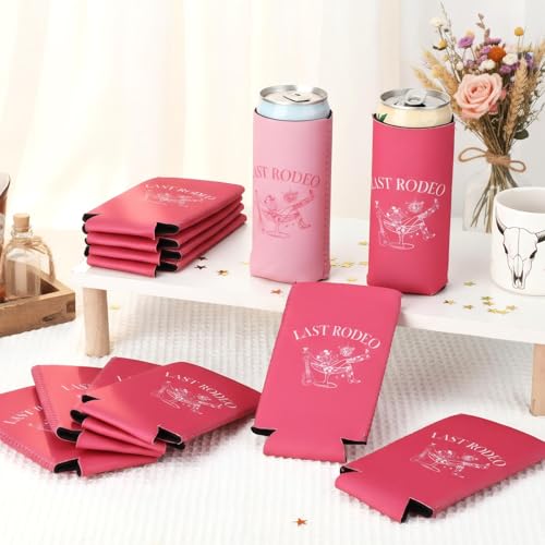 Image of SiliFine 12 Pcs Bachelorette Party Can Sleeves Bulk Coquette Bachelorette Party Decoration Cowgirl Can Sleeves for Bridal Shower Gifts(3.5 x 5.5 Inches,Last Rodeo)