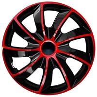 Moltico Wieldoppen, set van 4, universele wieldoppen, geschikt voor alle stalen wielen, wieldoppen, verstelbare veiligheidsring, zilverkleurig - 13 Inches - Rood-Zilver