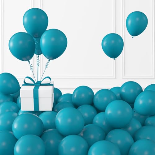 Image of KALOR Retro Peacock Blue Balloons,100 Pcs 5 Inch Mini Matte Latex Balloons for Balloon Garland Arch, Birthday Decoration, Wedding Party, Baby Shower Decorations