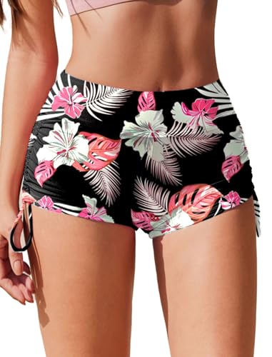 Short de bain pour femme taille haute S-XXL bas de bikini froncé style garçon
