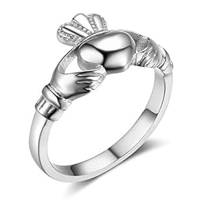 S925 Sterling Silver Irish Ladies' Claddagh Ring, Size 6 7 8 9 (7)