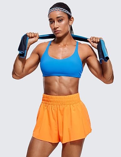 Image of CRZ YOGA Naked Feeling Criss-Cross Sports Bra | Light Support, Removable Pads, Yoga, Sleek, Strappy Back, Scoop Neck, for Women