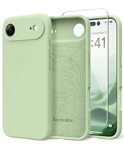 Image of Magnetic for iPhone Air Case, Compatible with MagSafe, [Full Camera Protection][Screen Protector] Silicone Shockproof Protective Phone Case for iPhone 17 Air 6.5 inch, Matcha