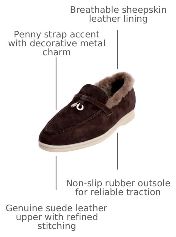 Image of Women's Summer Charms Suede Loafers - Premium Sheepskin Unlined Upper,Classic or Styles with Metal Detail for Casual, Office, Travel & All Day Wear