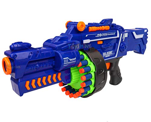 Image of Toyshine Blaze Storm Soft Bullet Automatic Gun, 40 Darts Included, Blue