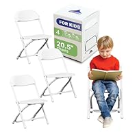 TentandTable Kids Folding Plastic Chairs Set with Metal Frame, Lightweight and Stackable for Children, Classroom, Desk, Table, Party, Event, Activity, Wedding, 4-Pack, White
