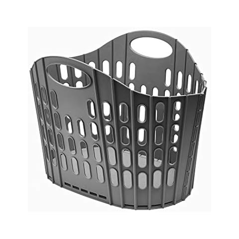 Addis Flat Easy Store Laundry Basket Hamper, Dark Grey, 38 Litre 518150 Cover
