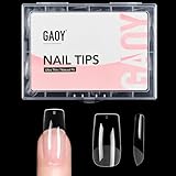GAOY Medium Square Fake Gel Nail Tips, 12 Sizes False Full Cover Acrylic Press on Nails, 240Pcs Soft Half Matte Tips