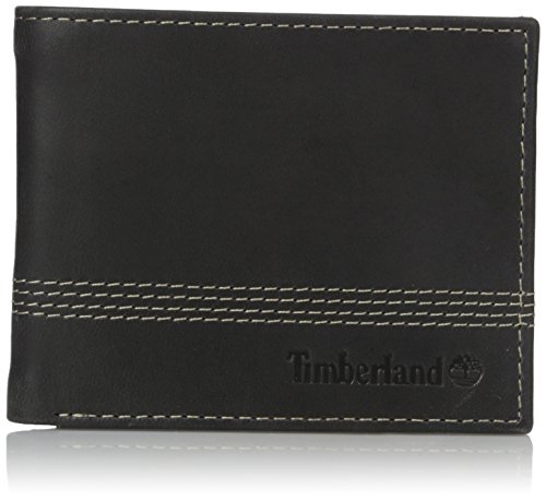 Timberland Men's Leather Slimfold Wallet with Matching Fob Gift Set, Black, One Size