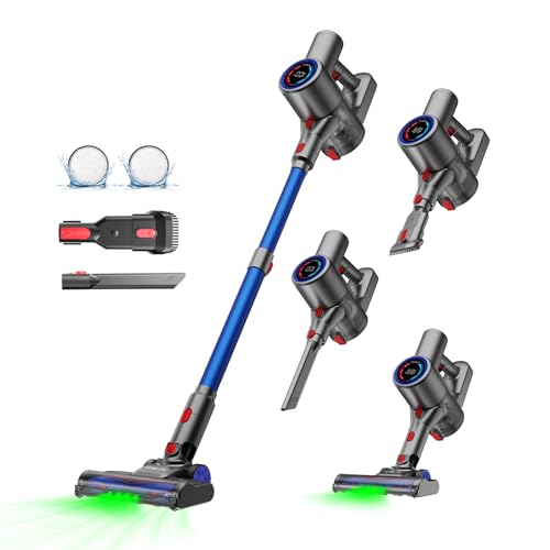 VersLife Aspiradora inalámbrica Z8, 500 W/45 min/40 000 Pa, con Pantalla LED Inteligente, autónoma, Ligera y con luz Verde para Pelo de Mascotas, Suelos Duros y alfombras.