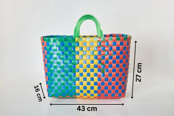Image of The Quirk Box Premium Multipurpose Organizer Tiffin Basket Carry Bag, Storage & Picnic Basket, Lunch Bag, Gift Hamper, Handbag for Lunch Box, Water Bottle, Kids Storage - 18 litres (Green - Medium)
