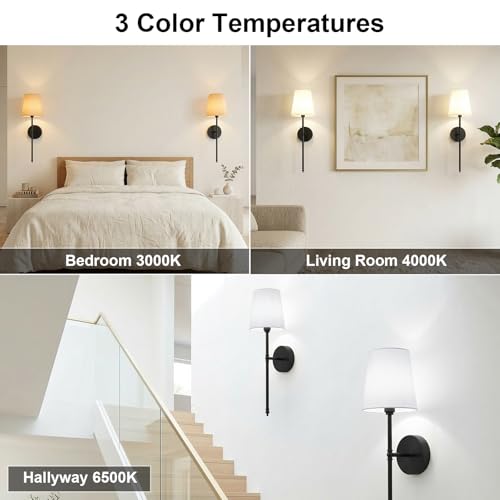 Image of Battery Operated Wall Sconces Set of 2, Rechargeable Wireless Wall Lights with Remote, RGB Dimmable Wall Lamp for Bedroom Wall Decor Living Room Hallway (Black)