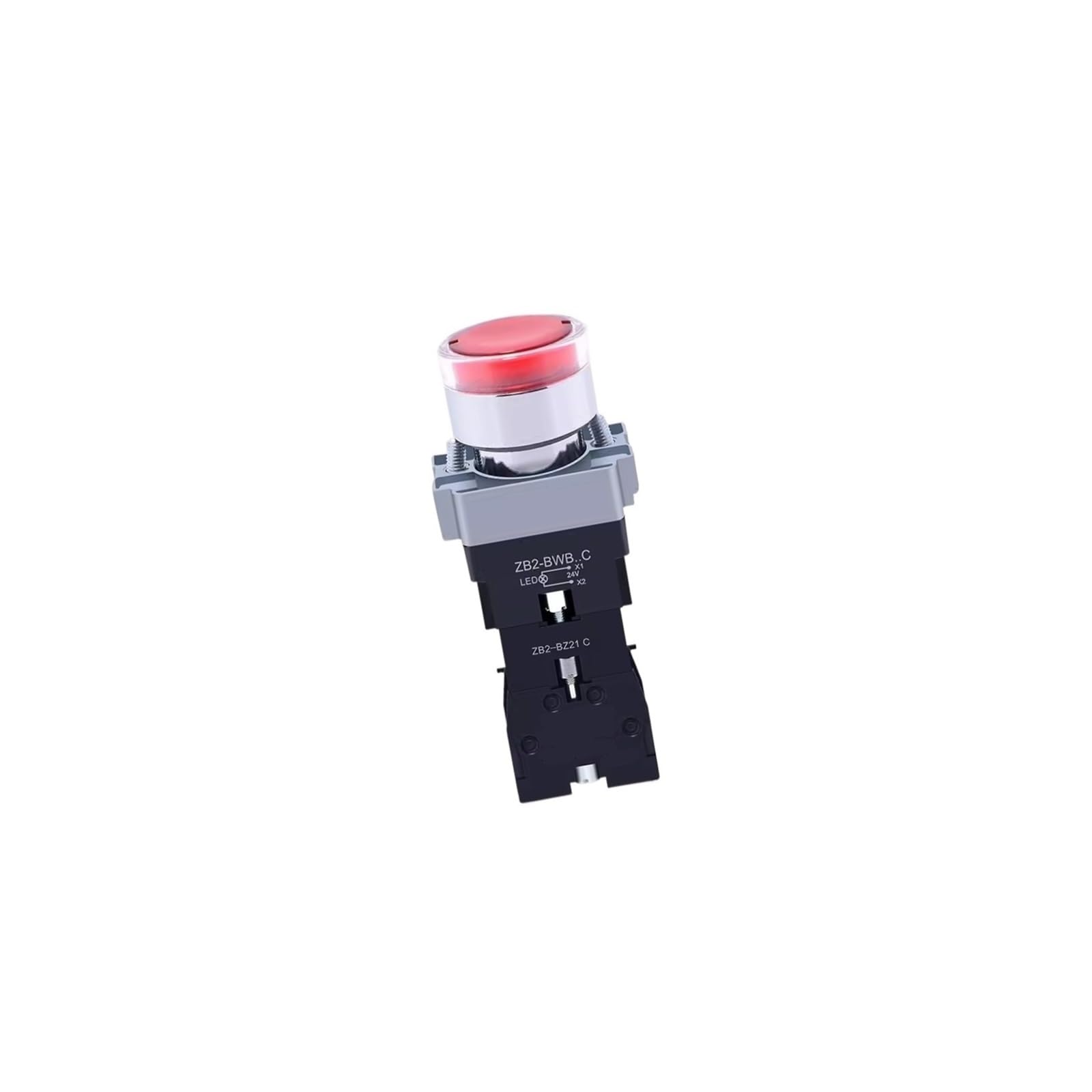 Interrupteur ZB2B bouton-poussoir rouge 24V industriel 1NO Ø22mm