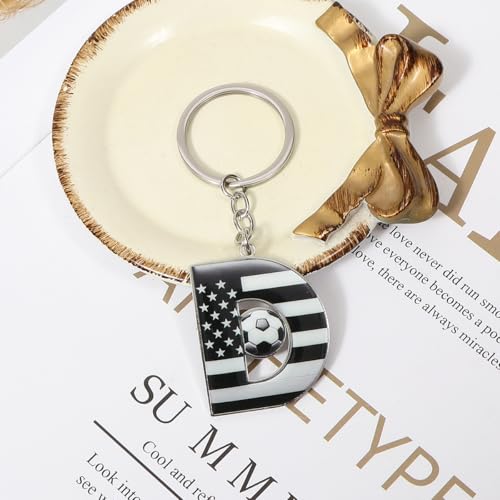 Bag Charms Initial A-Z Letter Keychain Bag Charm Soccer Keychain for Handbags Sports Bag