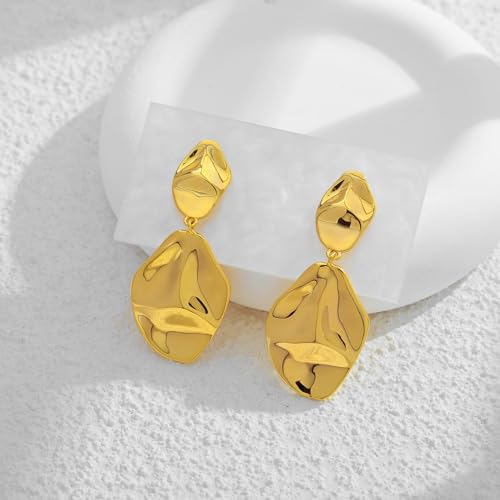 Image of WOWORAMA Chunky Clip On Earrings for Women Vintage Flower Statement Earrings Large Floral Clips Dangle Earring Trendy Non Pierced Jewelry Gold /Silver