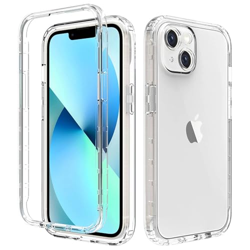 PANXIYUE Cover per iPhone 13 6.1 Pollice,Custodia 2 in 1 TPU morbido Anteriore e PC Rigido, 360 Gradi Full Body Antiurto Protezione,Trasparente