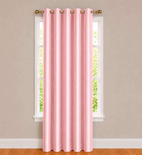 Image of Polyester Eyelet Door Curtain, Solid Plain Light Filtering Curtain for Bedroom, Living Room & Home Office, 7 Feet (84 x 48 Inch), Pink, Pack of 1