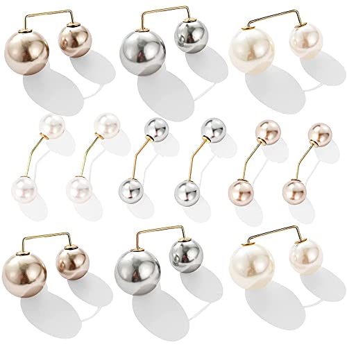 Broche Perle Convient 12 Pièces Double Tête Perle Broche,Perle Artificielle Broche,Femmes Épingle à Châle pour Pull Col Pull Écharpe Cardigan Femme Cover