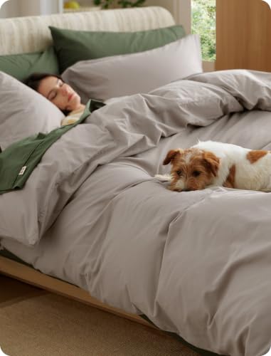 Image of Bedsure PureWoven 100% Washed Cotton Duvet Cover Set, Oversized King, 3-PC