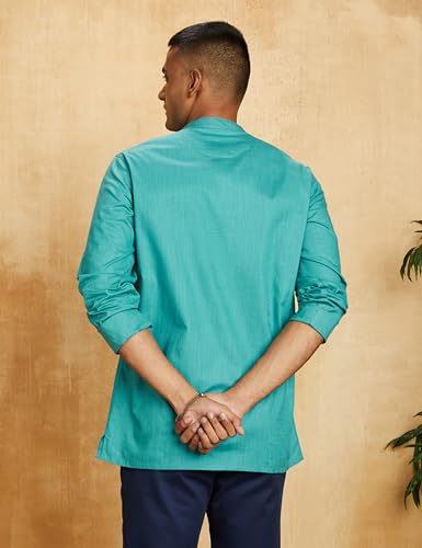 Image of Amazon Brand - Symbol Men's 100% Cotton Solid Short Length Casual Kurta - Regular Fit (Available in Plus Sizes)