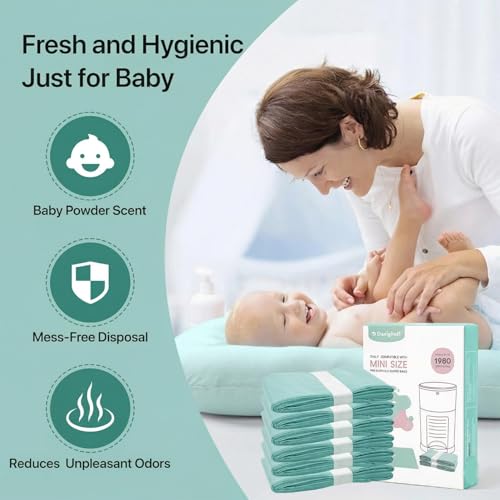 Image of 6 Pack Diaper Pails Refills for De-k-or Mini, 30% Extra Thick Heavy Duty Leak-Proof Liners, Multi-Layer Odor Defense Film, Holds 1980 Diapers, Fresh Scented Baby Changing Essentials