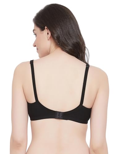Image of Clovia Women's Non-Padded Non-Wired Full Cup Bra in Black - Cotton
