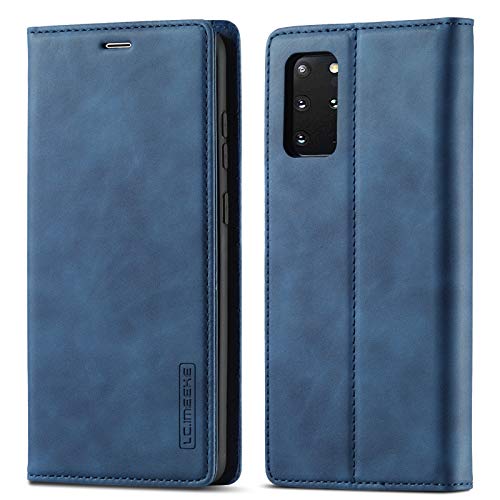 EYZUTAK Case for Samsung Galaxy S20, Vintage Classic Matte Leather Wallet Case Flip Notebook Style Cover with Magnetic Closure Kickstand Card Slots - Dark Blue