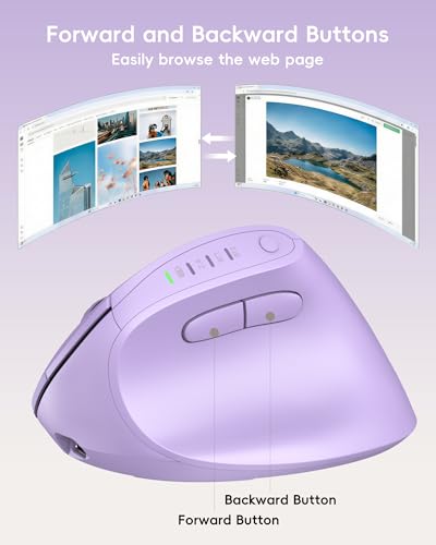 Image of My Little Pony Ergonomic Vertical Mouse, VM01 Dual-Mode (2.4GHz /Bluetooth) Wireless Silent Mouse with LED Battery Indicator, 6 Buttons Silent Clicking Mouse for Wrist Comfort, PC, Laptop, Mac (Purple)