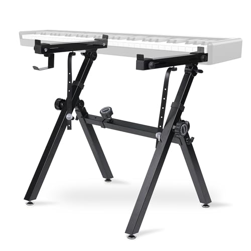 Halostand Universal Keyboard Stand, Z-style Heavy-Duty Piano Stand, Adjustable and Portable Piano Keyboard Stand for 61 and 88 Keys, Piano Stand for 88 Keyboard, Rolling Keyboard Stand