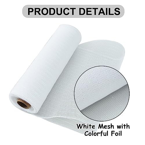 Ruban maille métallique blanc 25cm TONIFUL pour couronne de Noël - 4