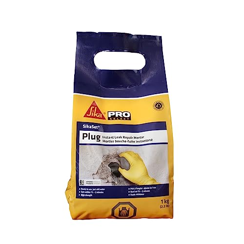 SIKA - SIKA - Fast-Setting Compound - Sikaset Plug - Concrete Grey - Chloride-Free Powder - Leak Sealing - Concrete Repair - High Strength - 1 kg (2.2 lb)