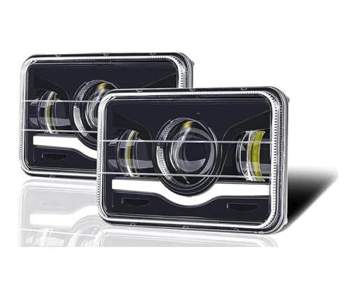 Phares rectangulaires LED 4x6 pouces H4 avec feu de circulation diurne puissant 12V 24V