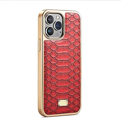 Housse iPhone 14 Pro cuir rouge anti-rayure appareil photo