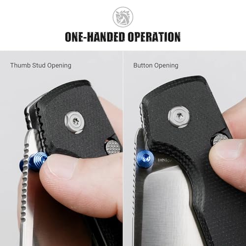 Image of Vosteed Raccoon EDC Folding Pocket knife with Clip, Top Liner Lock Knife - 3.25 inch Sandvik 14C28N Steel Blade, Micarta Handle for Camping, Hiking - A2903