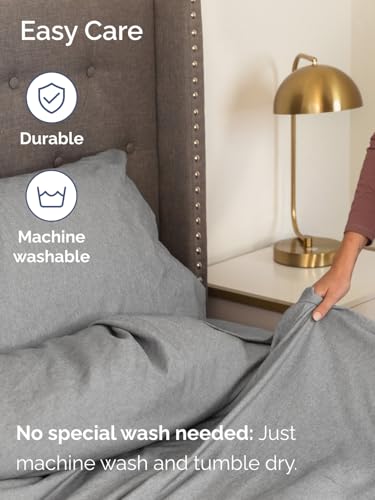 Image of Extra Deep Split King Fitted Sheet - Single Fitted Sheet - Heathered Grey | Easily Fits 18 inch to 24 inch Mattress, Soft, Wrinkle Free, Breathable & Comfy, Extra Deep Pockets Hotel Luxury Fitted Sheet